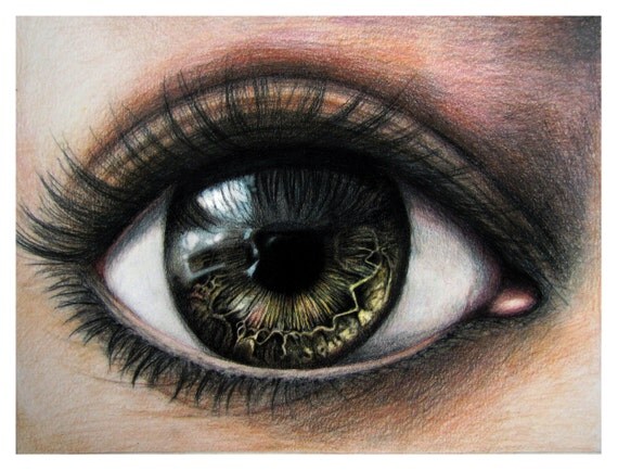 Items similar to Print 8x10 - Human Eye Iris Painting Surreal Realism