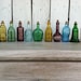 Vintage minature Bitters bottles 12 bitters medicine bottles with corks, rare suncatchers perfect for oil blends vintage chick shabby chick