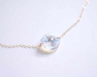Mystic - aurora swarovski crystal gem necklace - delicate necklace - delicate jewelry - modern sparkle