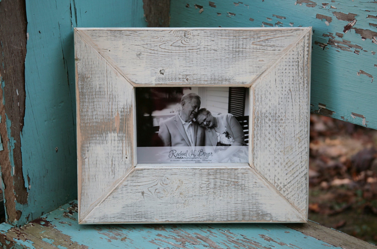 Items similar to Distressed wooden picture frame painted Cream ...