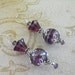 STERLING SILVER handmade earrings dangle purple glass czech glass flowers,swavorski crystals