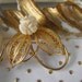 VINTAGE IVORY BROOCH 1950's mint condition goldtone ivory flower