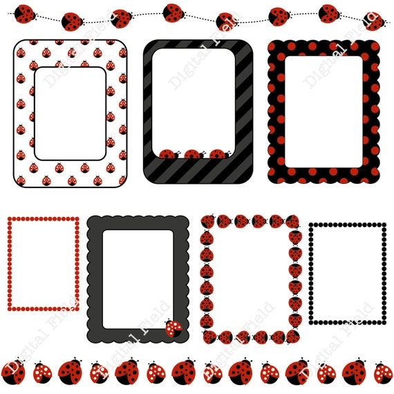 Ladybug Clip Art Set digital frames borders ladybugs