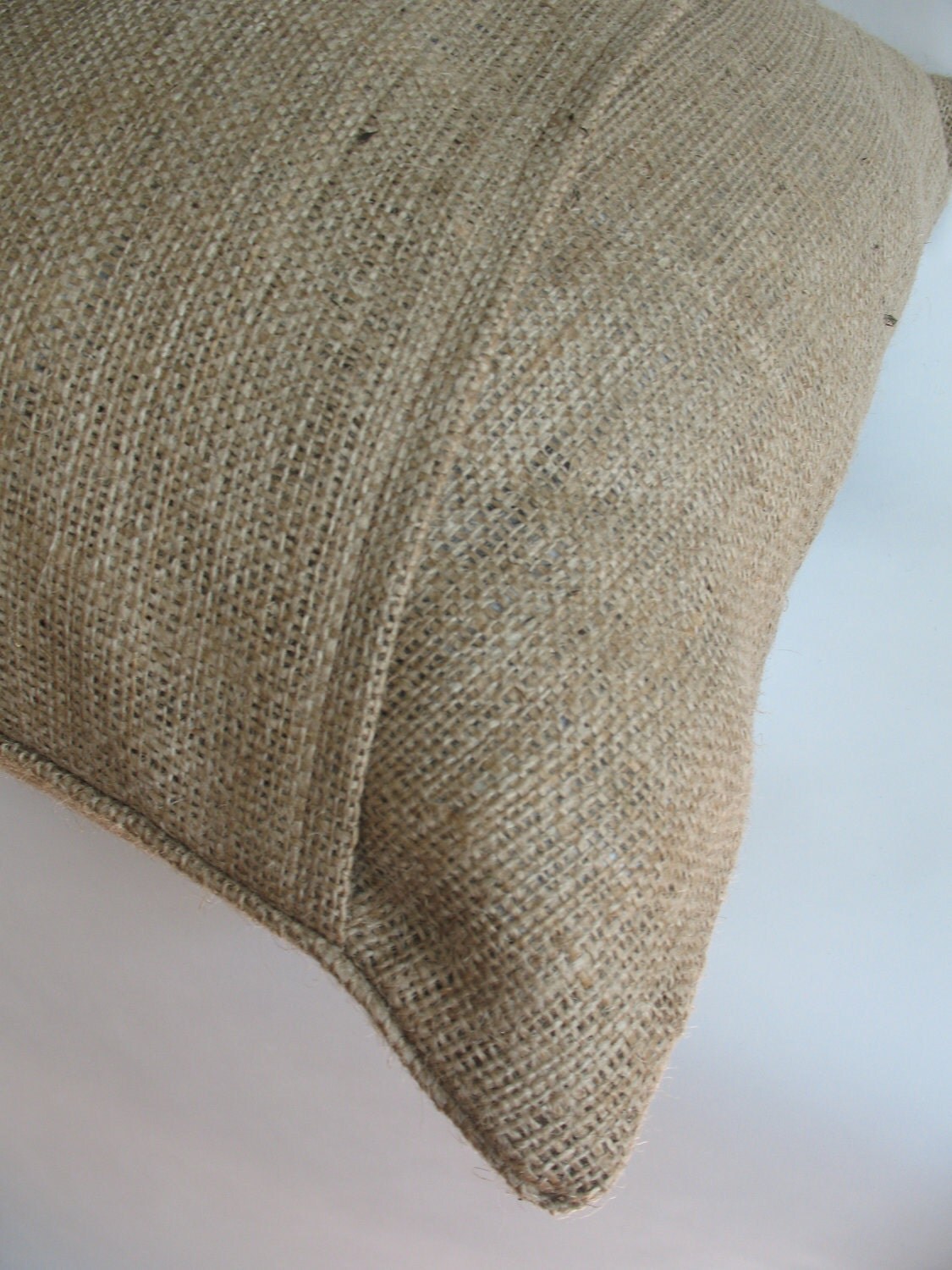 Blue Ikat Fabric and Burlap Pillow Cover