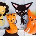 Fabric for 4 stuffed animals, Lion, Tiger, Cat, Fox