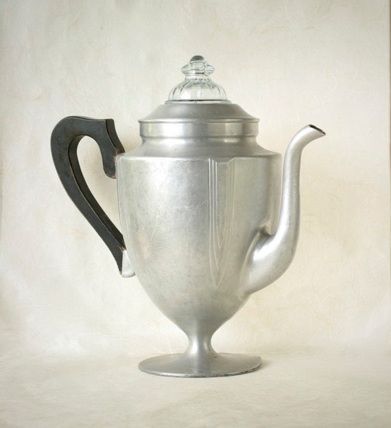 Fire King Coffee Pot Vintage Rustic Aluminum Kitchen Decor