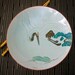 Vintage Japanese Plate Full Moon, Celadon Flying Crane and Pine Tree Motif