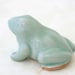 Vintage Celadon Crackle Glaze Ceramic Frog Figurine