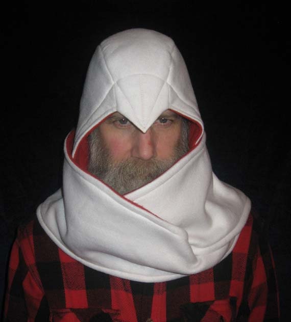 Inspired Hood scarf Crimson Beaked Scarf White assassin's and creed Creed  hooded Assassin's