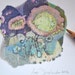 ORIGINAL mixed media drawing 5 X 5,coloured pencils and oil paint on white paper. rainbow home decor,