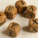 6 French vintage wood letter blocks, letters L E A X dice size wood blocks, French antique jewelry supplies, nursery letters