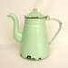 Reserved for Laura, rustic decor enamelware tea pot, mint green enamel coffee pot, rustic kitchen, French country home, farmhouse kitchen