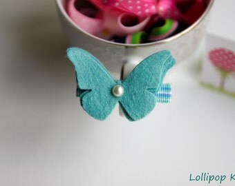 Girls Hair Clip Kids Hair Clips Baby Hair Clips Toddler Hair Clips Butterfly Hair Clips Infant Hair Clips Blue Wool Felt Butterfly Hair Clip