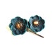 Leather flower bobby pin hair pin - set of 2 turquoise