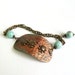 Patina copper bracelet with handmade hammered patina copper connector link and turquoise beads