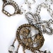 Victorian brass filigree Fleur de Lis crystal brooch antique chandelier crystal necklace