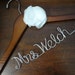RESERVED for Vanessa - Personalized Custom Name Wedding Dress Hanger with Handmade White Chiffon Flower with Swarovski Crystals