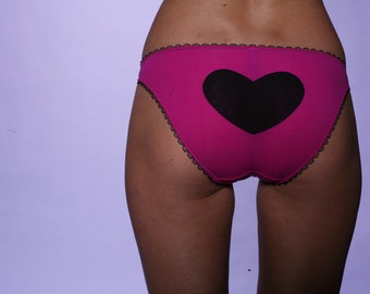 LIMITED STOCK Retro Pin Up Vintage Style Kitschy Pink & Black Valentine Heart Panty Panties