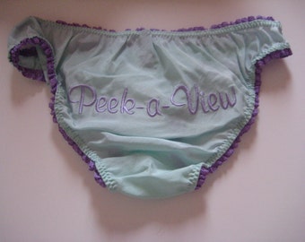 LIMITED STOCK Retro Pin Up Vintage Style Kitschy Cotton Voile Purple & Green Valentine Panty Panties