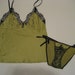 LIMITED STOCK Chartreuse Green Satin & Lace Camisole Cami and Low Rise Panty