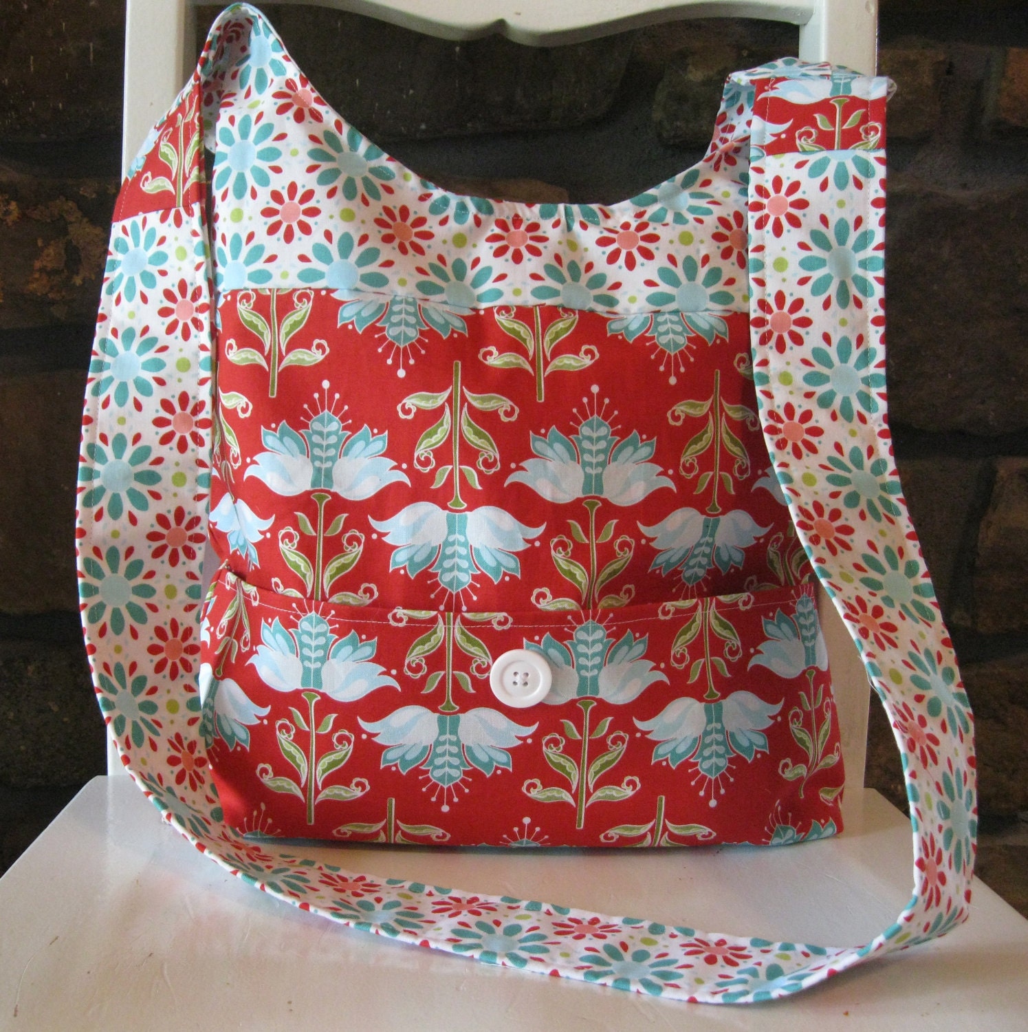 Handmade Fabric Bags Purses Shoulder Bag Riley Blake Red