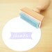 Handwritten thanks banner rubber stamp with wood handle measures one and a half inches READY TO SHIP