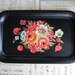 Vintage Black Toleware Floral Metal Tray