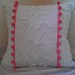Soft Pink & white Chenille Sham w ball fringe
