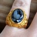 MASSIVE NOS art deco gold tone floral Uncas ring
