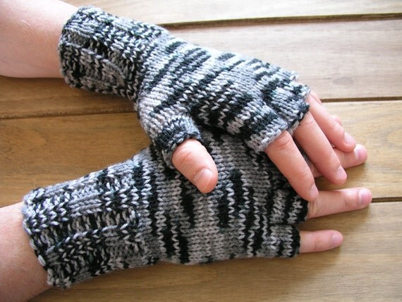 Hand knitted fingerless gloves / wrist warmers by CrazyAboutGloves - Etsy