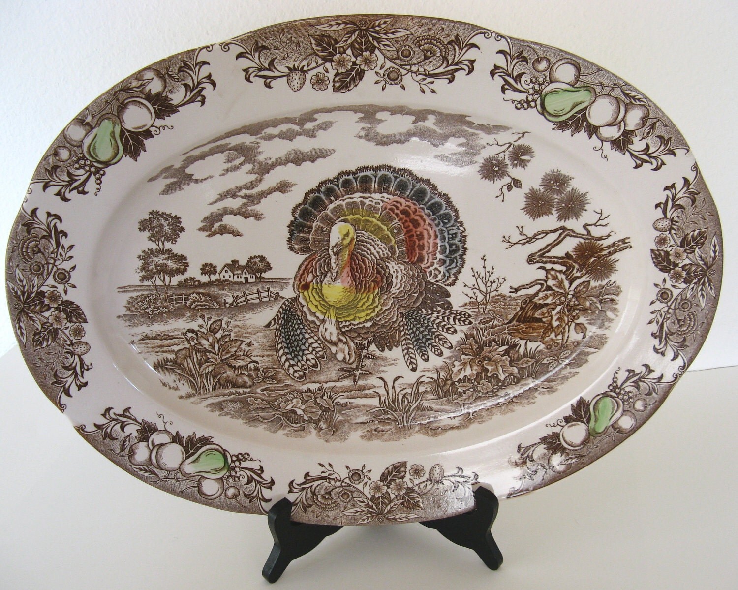 Festive Serving Platter-Turkey Design-Made in Japan