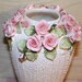 Unique Vintage Jolie Fleurs Bone China Vase - Seymour Mann 1987 - Shabby Chic White & Pink Roses - Home Decor - Cottage Decor