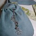 Shoulder Bag Purse "Chambray and Gold Roses" Reversible Washable with Keychain / Bagcharm