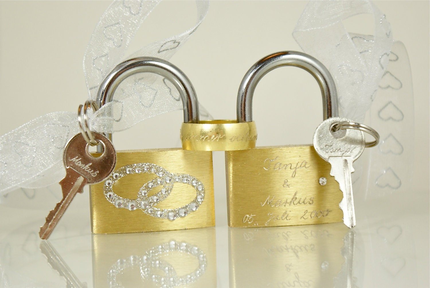 Engraved Love Padlock Set Wedding Day WeddingLaceRings