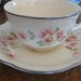 Homer Laughlin "Virginia Rose" Cups and Saucers -2 sets Available - Cream with Pink and White Flowers Shabby Cottage