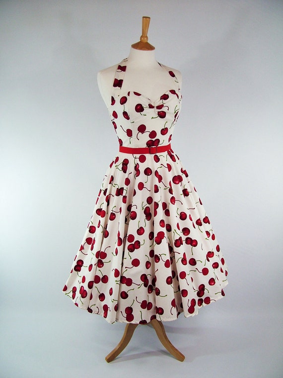 Made To Measure Cherry Full Circle Skirt Dress Detachable