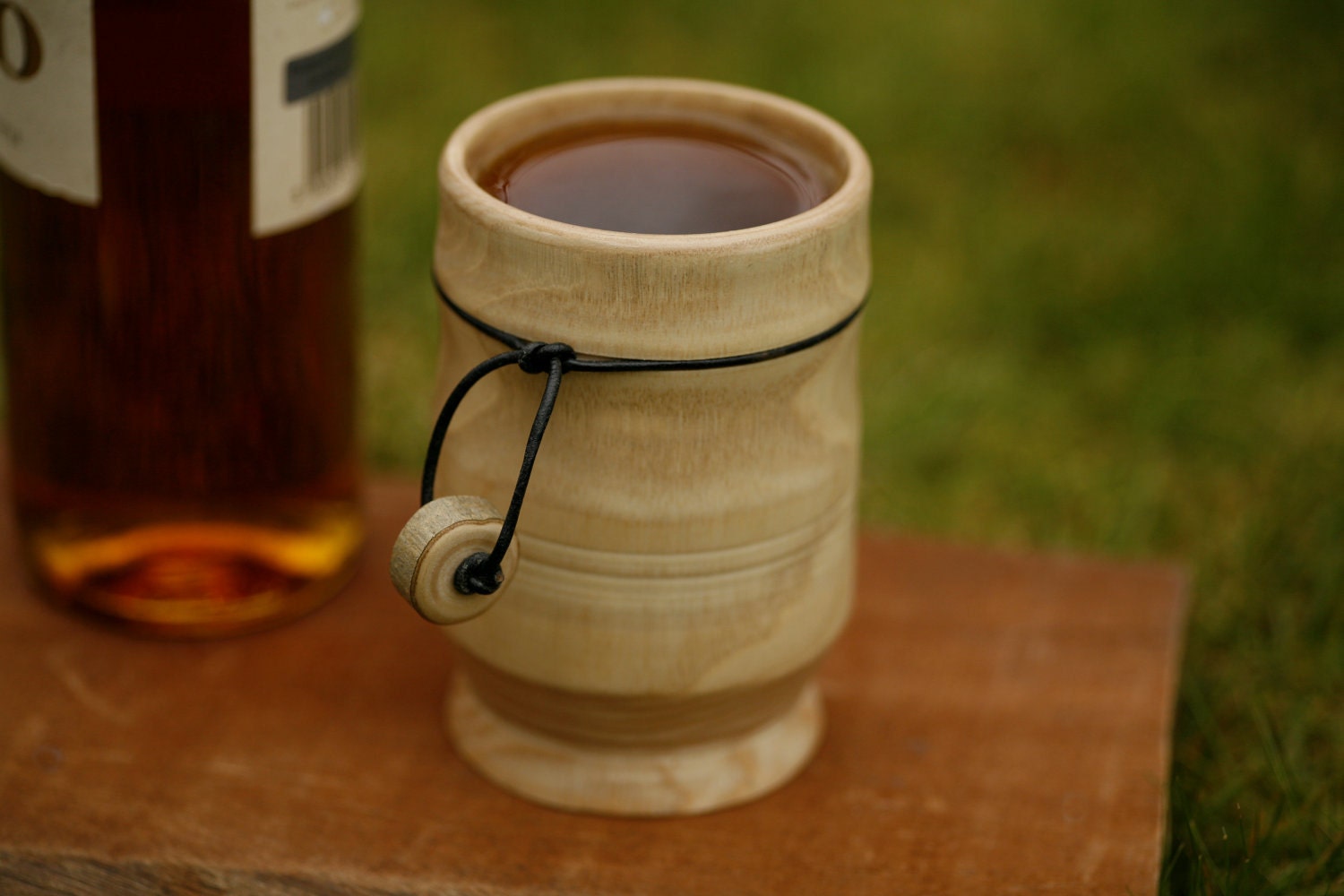 Wood Chalice mead cup with option for belt attachment