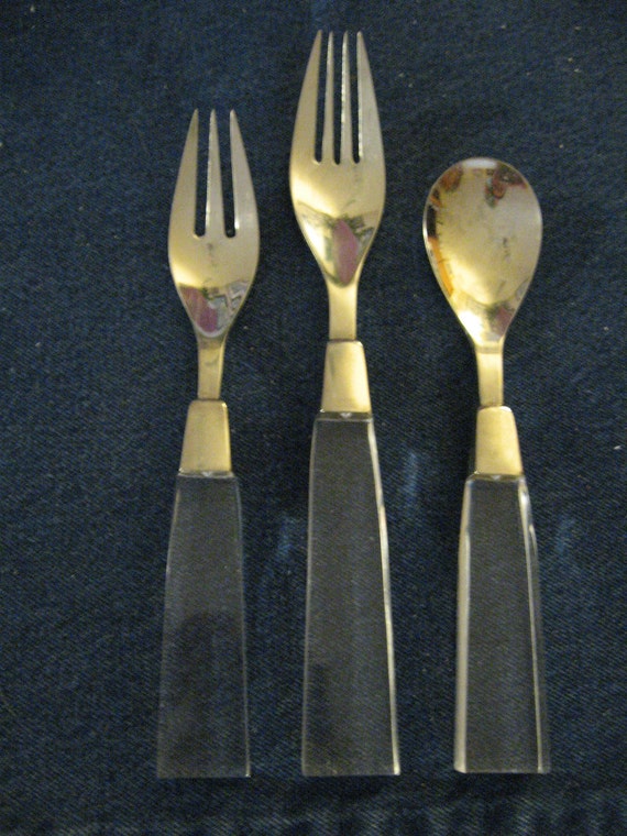 Vintage Supreme cutlery Lucite flatware silverware 12 pc.