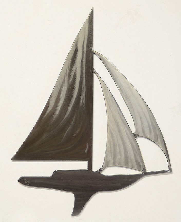 Sailboat wall sculpture in stainless steel