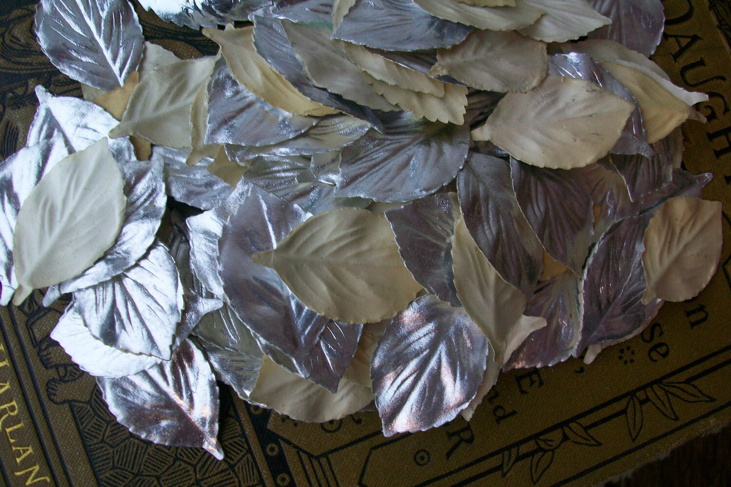 Aluminum Foil Silvered Leaf Vintage Paper Leaves