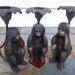 Lot of Three Brass Monkey Candlesticks See No Evil Hear No Evil Speak No Evil