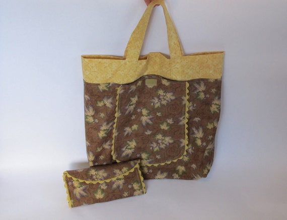 Tote Bag That Folds Into A Purse Is Made Of Cotton Fabric
