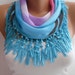 Multicolor Cotton Shawl /Scarf - Headband - Cowl with Lace Edge