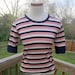 Vintage 1960's, 1970's Red, White, and Blue Striped Short-Sleeve Mod Top XS, S