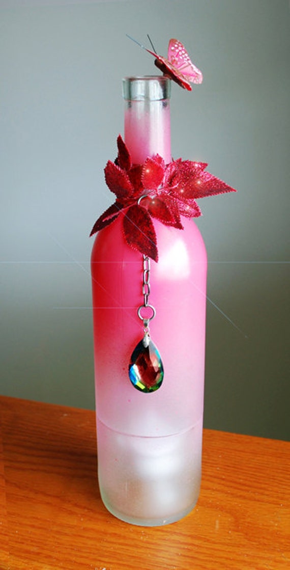 Items similar to Embellished Wine Bottle Candle Holder on Etsy