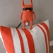 Cashmere and Linen "Patchwork" Stripe Pillow- Tangerine Orange