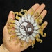 Embroidered Iron On Applique Patch, 4 3/4" (12cm) - Silver Sun
