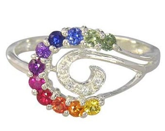 multicolor rainbow sapphire diamond swirl ring 925 sterling silver sku 1437 925 - Rainbow Wedding Rings multicolor rainbow sapphire diamond swirl ring 925 sterling silver sku 1437 925 - Rainbow Wedding Rings