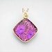 Wire Wrapped Fused Dichroic Art Glass Pendant in Textured Magenta and Gold