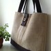 burlap tote bag, shoulder bag in jute, burlap and leather details